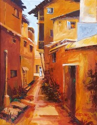 Firdous Siddiqui, Day Time, 18 x 24 Inch, Acrylic on Canvas, Cityscape Painting, AC-FRSQ-001